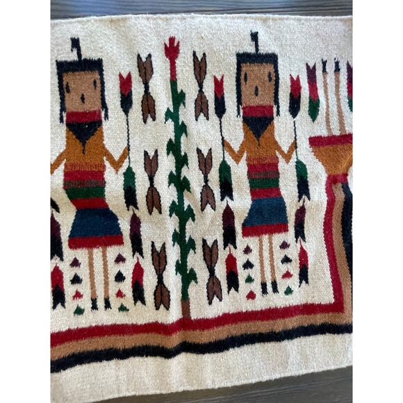 Vintage Tan Yei Navajo Style Rug Wall Hanging - Picture 6 of 16
